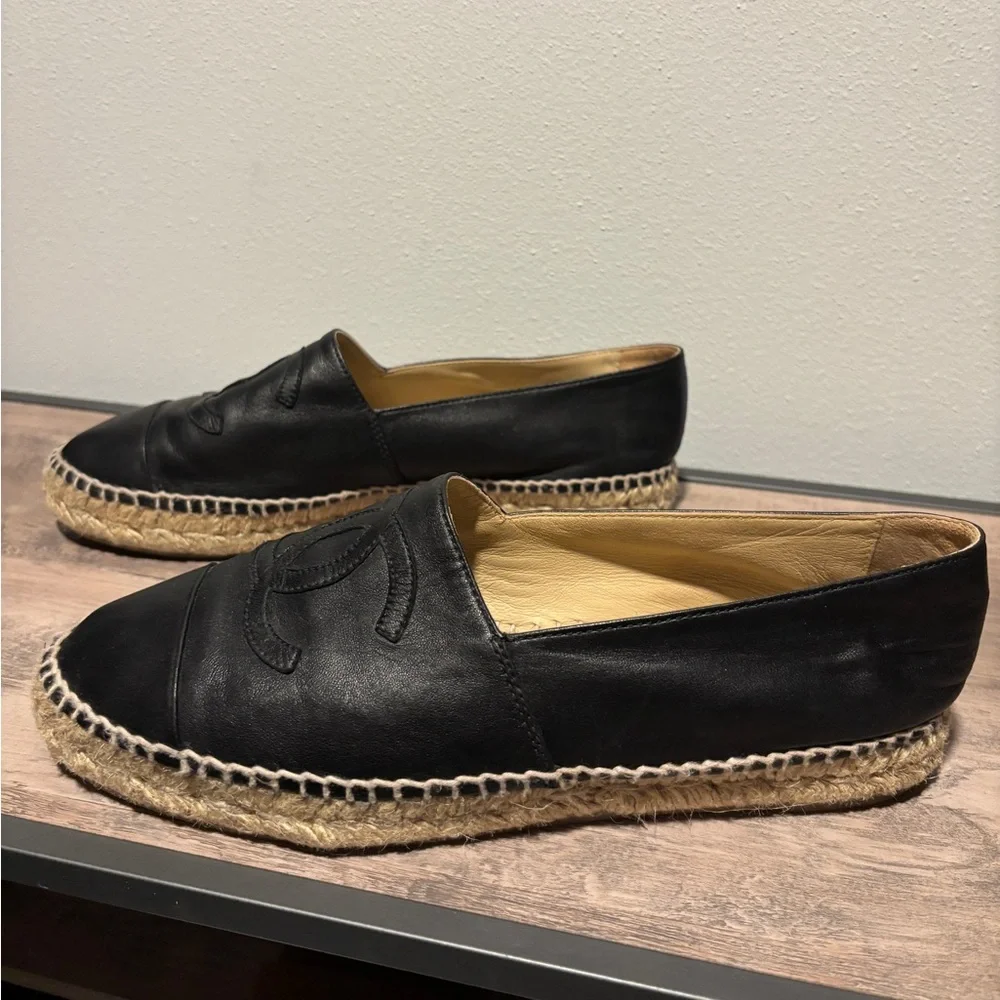 Chanel Espadrilles Black Leather